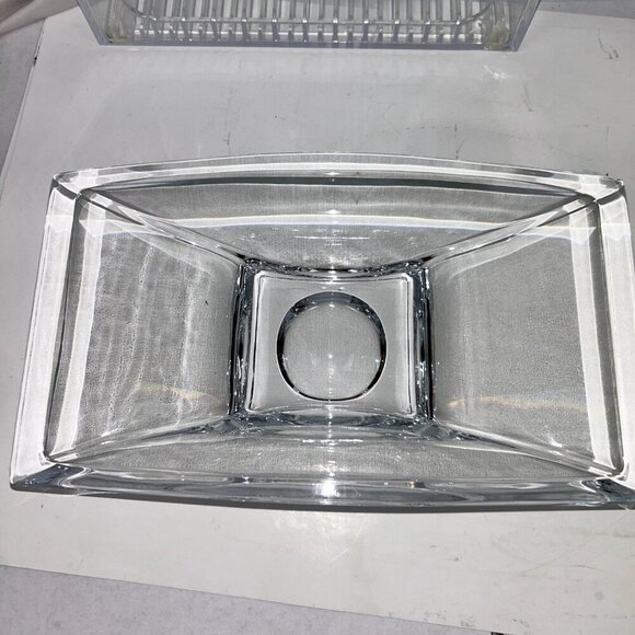 Nambe Crystal Planar Bowl 7"X13" Large Modernist Arched Centerpiece Elegant Vase - Picture 4 of 16